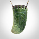 Large Jade Niho with Koru pendant. Hand carved from a lovely piece of local New Zealand Jade.